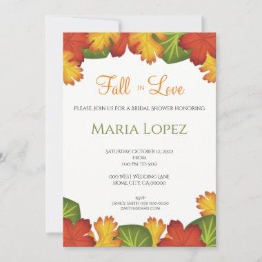 Fall Leaves Fall in Love Bridal Shower Invitations