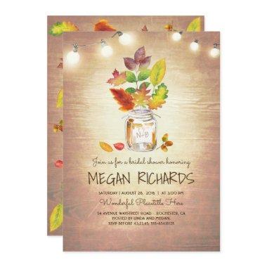 Fall Leaves Mason Jar Rustic Country