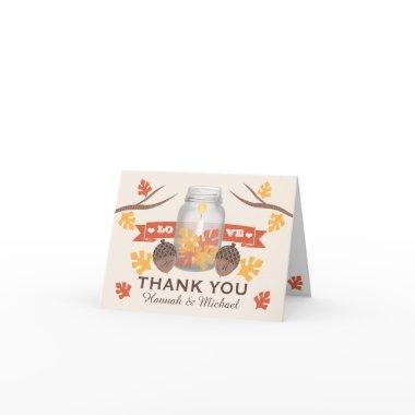 FALL LEAVES MASON JAR WEDDING THANK YOU