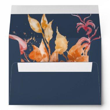 Fall Leaves | Navy Blue & Burgundy Invitations Envelope