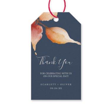 Fall Leaves | Navy Blue & Burgundy Thank You Favor Gift Tags