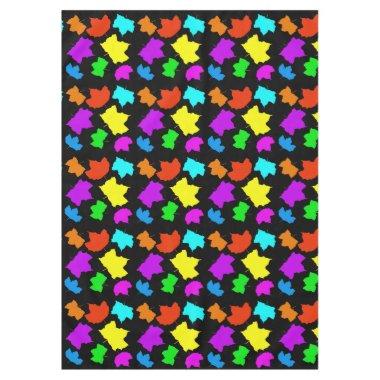 Fall Leaves Rainbow Multicolor Art Black Custom Tablecloth