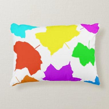 Fall Leaves Rainbow Multicolor White Custom Color Accent Pillow