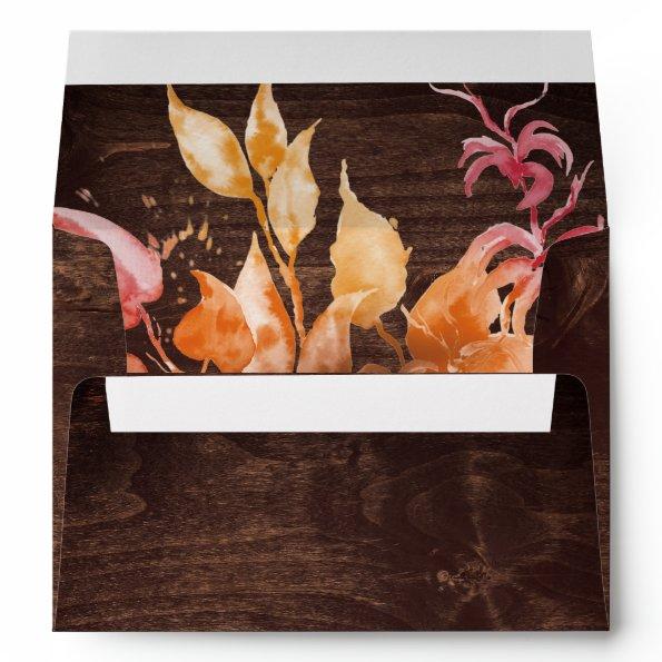 Fall Leaves | Rustic Brown Wood  Envelope