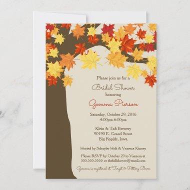 Fall Leaves & Tree Bridal Shower Invitations