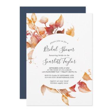 Fall Leaves | White & Burgundy Bridal Shower Invitations