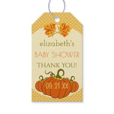 Fall Leaves with Pumpkins Shower Thank You Gift Tags