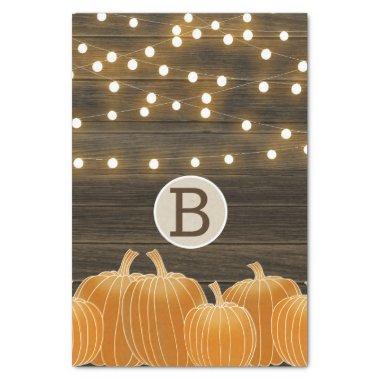 Fall Lights & Pumpkins Monogram Letter Initial Tissue Paper