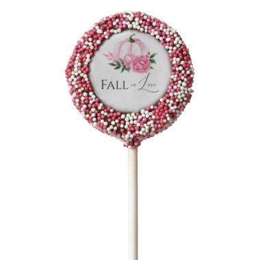 Fall Love Blush Pink Pumpkin Rustic Bridal Shower Chocolate Covered Oreo Pop
