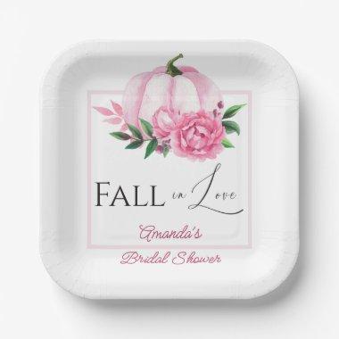 Fall Love Blush Pink Pumpkin Rustic  Paper Plates