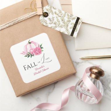 Fall Love Blush Pink Pumpkin Rustic  Square Sticker