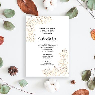 Fall Maple Leaf Edge Bridal Shower Invitations