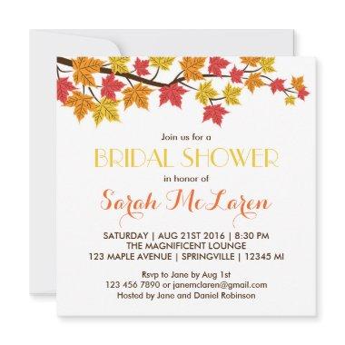 Fall Maple Leaves Autumn Bridal Shower Invitations