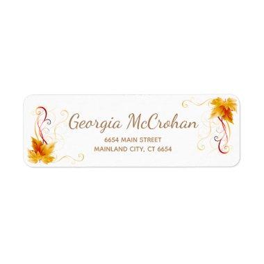 Fall Orange Leaves Return Address Label