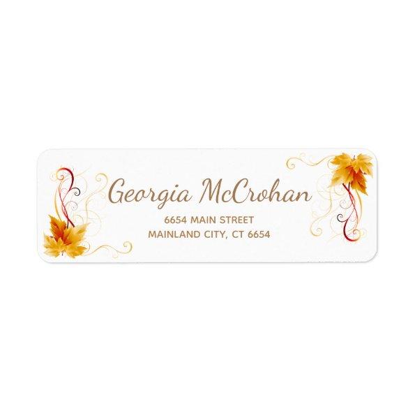 Fall Orange Leaves Return Address Label