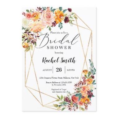 Fall orange marigold yellow floral bridal shower Invitations