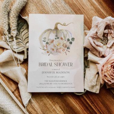 Fall Pumpkin and Floral Bridal Shower Invitations