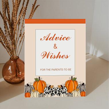 Fall Pumpkin Baby Shower Advice and Wishes Pedestal Sign