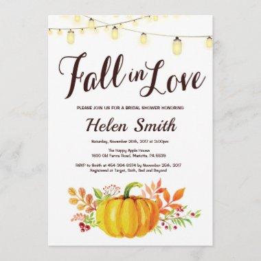 Fall Pumpkin Bridal Shower Invitations