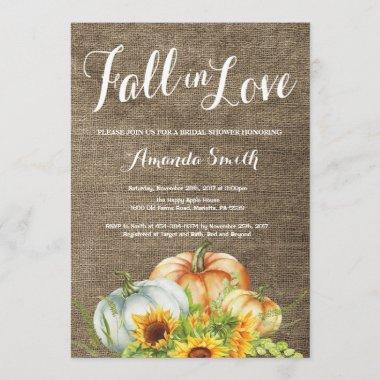 Fall Pumpkin Bridal Shower Invitations Burlap