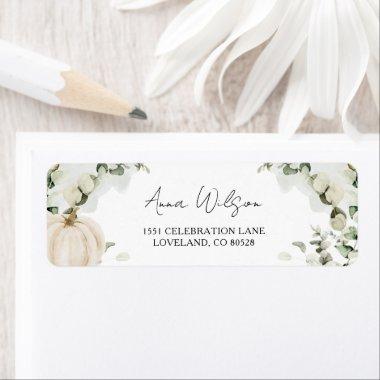 Fall Pumpkin Eucalyptus Wedding Return Address Label