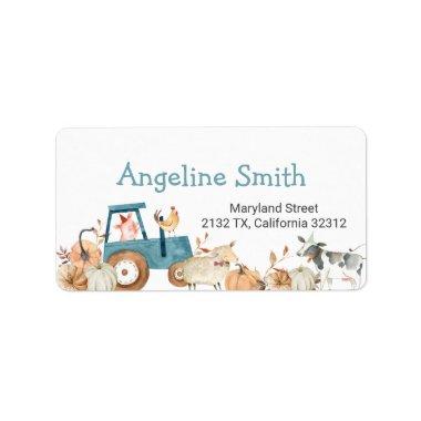 Fall Pumpkin Farm Animal Tractor Address Label