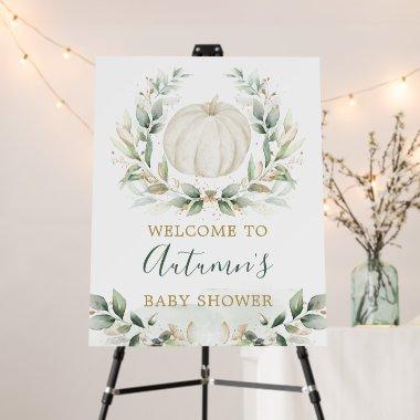 Fall Pumpkin Greenery Gold Wreath Baby Welcome Foam Board