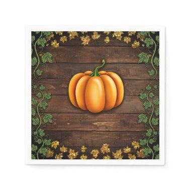Fall Pumpkin Rustic Green Gold Ivy Autumn Country Napkins
