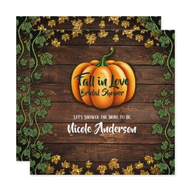 Fall Pumpkin Rustic Green Gold Ivy