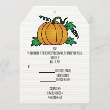 Fall Pumpkin Vines RSVP Bridal Shower Party Guests Invitations