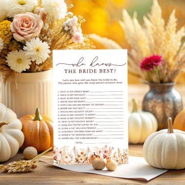 Fall Pumpkin Who Knows Bride the Best Shower Game
