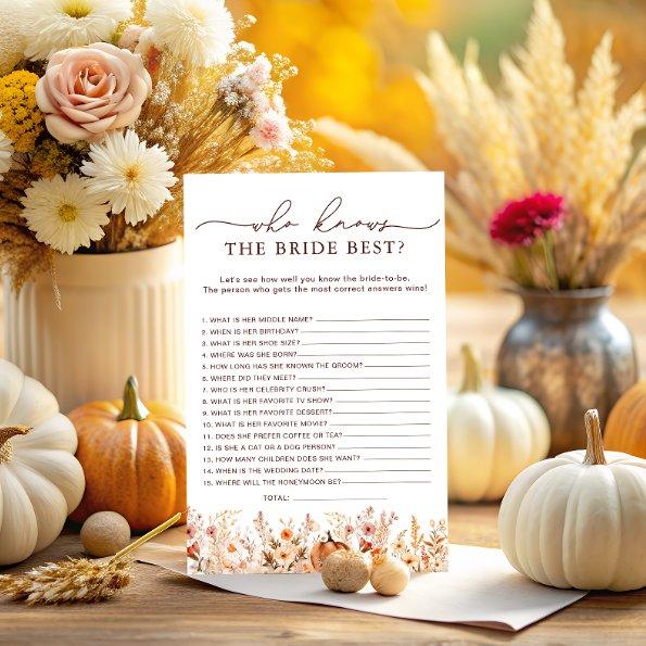 Fall Pumpkin Who Knows Bride the Best Shower Game
