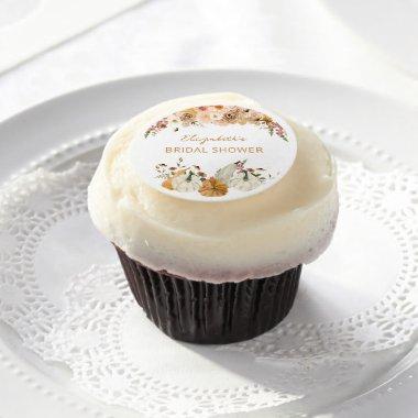 Fall Pumpkin with Floral  Edible Frosting Rounds