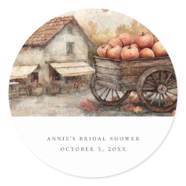 Fall Rural Scene And Apples  Classic Round Sticker