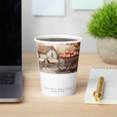 Fall Rural Scene And Apples Wedding Couple Shower Paper Cups