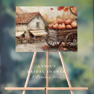 Fall Rural Scene With Apples Wedding  Acrylic Sign