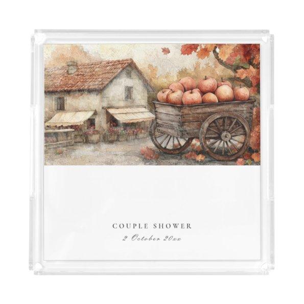 Fall Rural Scene With Apples Wedding Couple Shower Acrylic Tray