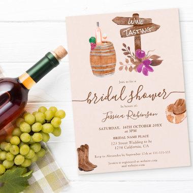 Fall rustic wine tasting watercolor bridal shower Invitations
