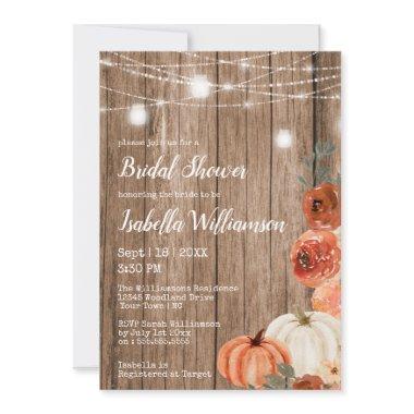 Fall String of Lights & Mason Jar Bridal Shower Invitations