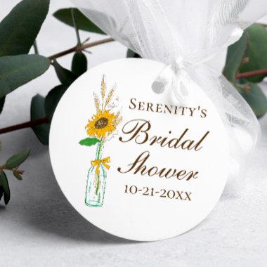Fall Sunflower Rustic Yellow Floral Bridal Shower Favor Tags