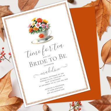Fall Time for Tea Bride to Be Bridal Shower Invitations