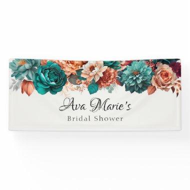 Fall Turquoise and Terracotta Peony  Banner
