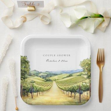 Fall Vineyard Landscape Couple Shower Pap. Plates