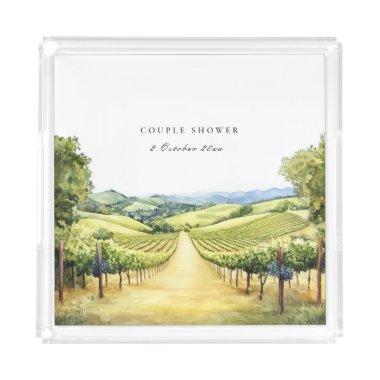 Fall Vineyard Landscape Wedding Couple Shower Acrylic Tray