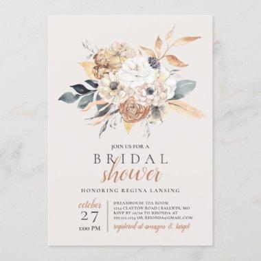 Fall Watercolor Botanical Bridal Shower Invitations