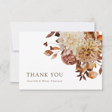 Fall Watercolor Floral Wedding Thank You Invitations
