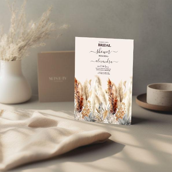 Fall Watercolor Pampas Grass Bridal