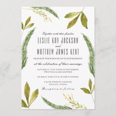 Fall Wedding Invitations - Rustic Harvest Greenery