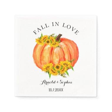 Fall Wedding Orange Pumpkin Floral Paper Napkin
