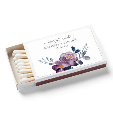 Fall Wedding Purple Floral Rustic Botanical Matchboxes